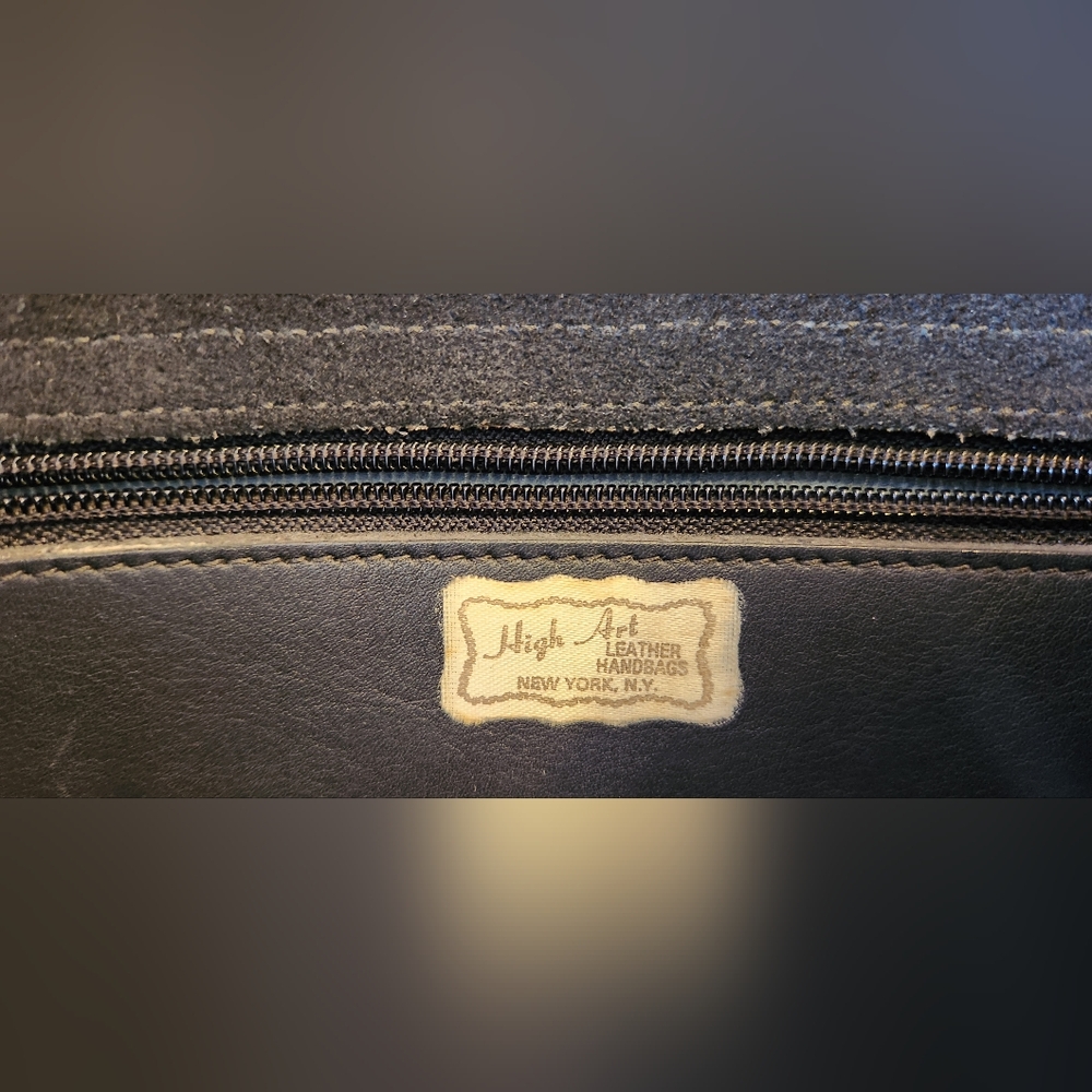 Vintage High Art Leather New York Saddle Bag Blue Grey Crossbody - Picture 5 of 13